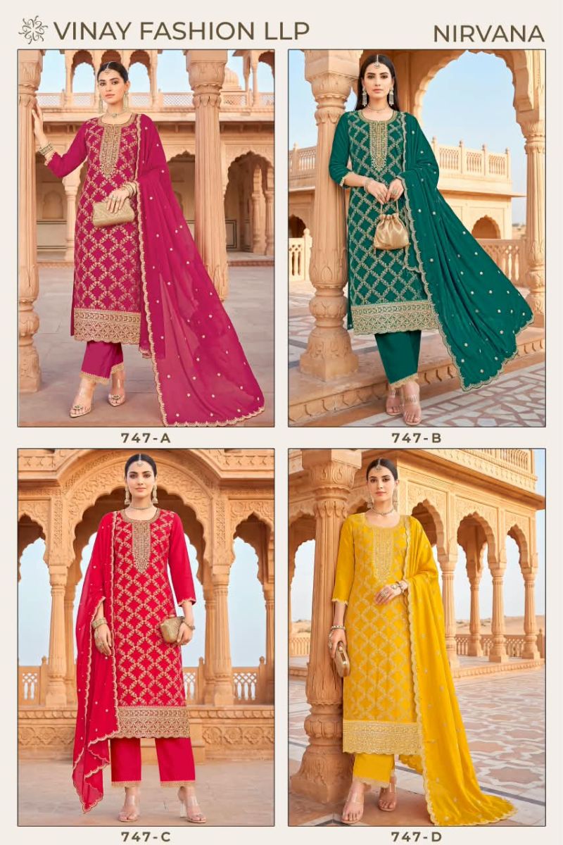 Vinay Kuleesh Nirvana Chinon Embroidered Designer Salwar Kameez Catalog — Wholesale Salwar Suits, Vinay Fashion wholesale from Surat — Photo 6