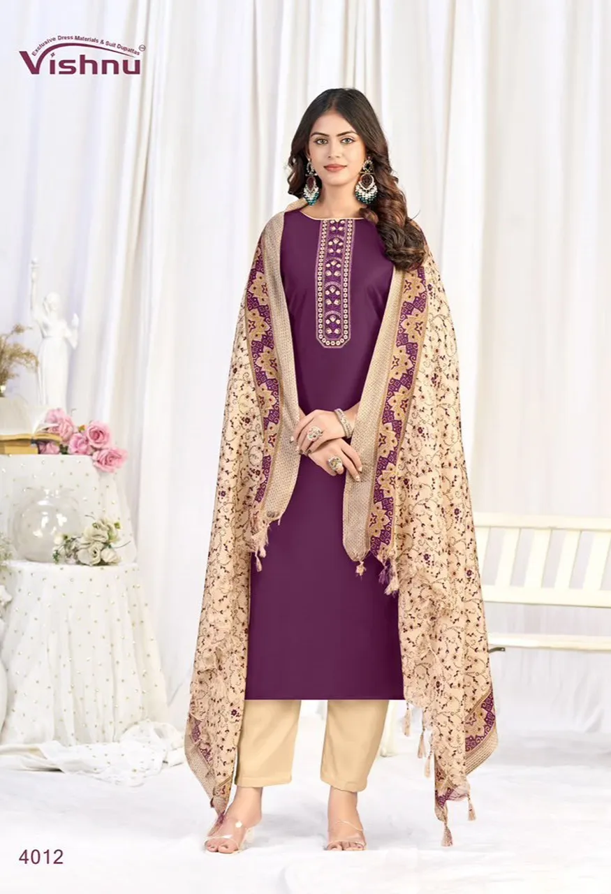Vishnu Evanka Vol 16 Wholesale Roman Silk Printed Dress Material Catalog