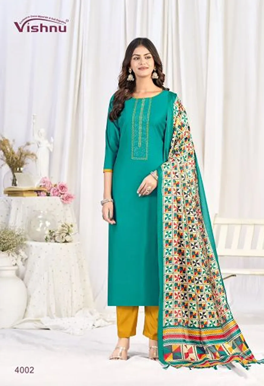 Vishnu Evanka Vol 16 Wholesale Roman Silk Printed Dress Material Catalog — Wholesale Salwar Suits, Vishnu wholesale from Surat — Photo 5