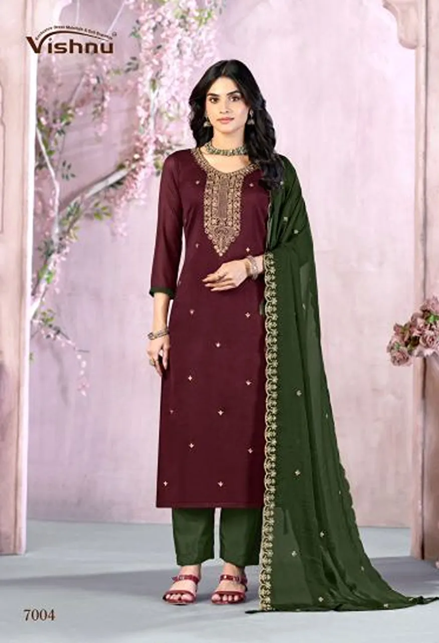 Vishnu Femina Rangoli Crush Blooming Embroidered Dress Material Catalog — Wholesale Salwar Suits, Vishnu wholesale from Surat — Photo 8