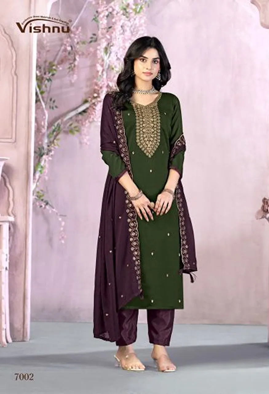 Vishnu Femina Rangoli Crush Blooming Embroidered Dress Material Catalog — Wholesale Salwar Suits, Vishnu wholesale from Surat — Photo 4