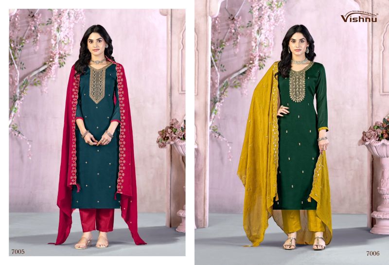 Vishnu Femina Rangoli Crush Blooming Embroidered Dress Material Catalog — Wholesale Salwar Suits, Vishnu wholesale from Surat — Photo 7