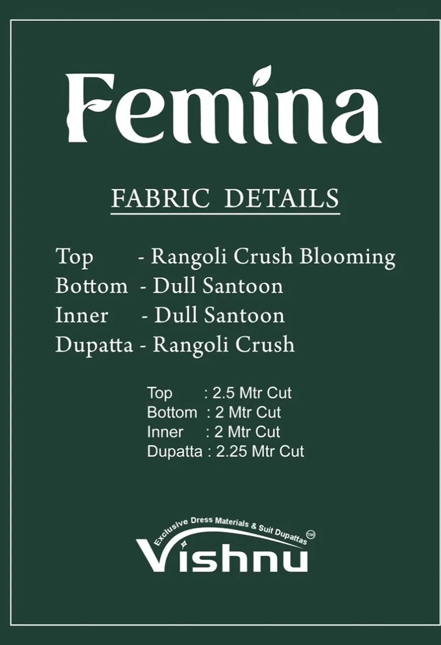 Vishnu Femina Rangoli Crush Blooming Embroidered Dress Material Catalog — Wholesale Salwar Suits, Vishnu wholesale from Surat — Photo 10
