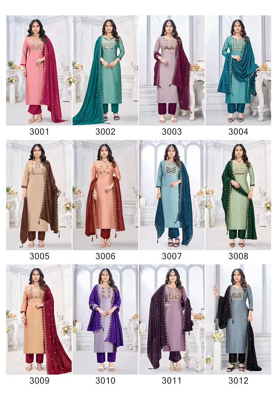 Vishnu Jamaina Vichitra Silk Embroidered Dress Material Catalog — Wholesale Salwar Suits, Vishnu wholesale from Surat — Photo 12