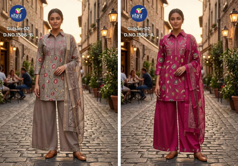 Vitara Gulsan Vol 2 Vatican Print Embroidered Kurti With Bottom Dupatta Catalog — Wholesale Kurtis, Vitara Fashion wholesale from Surat — Photo 5