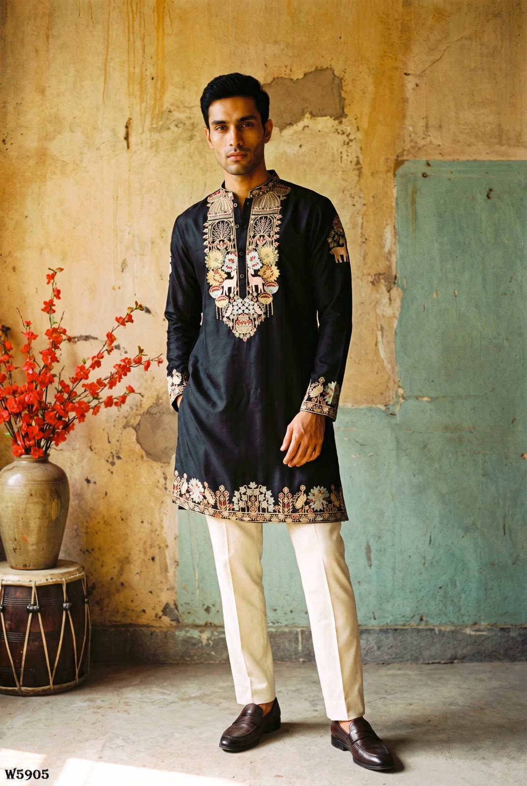 Wedding 59 Silk Embroidery with Full Cotton Inner Kurta With Pant Collection — Men's Wear, Vardan Ethnic wholesale from Surat — Photo 17