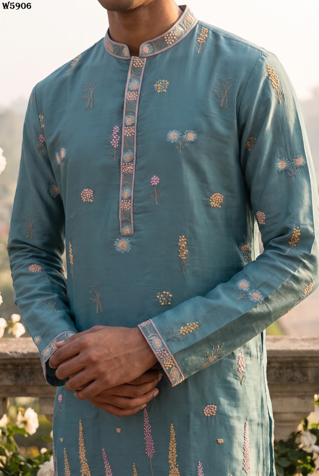 Wedding 59 Silk Embroidery with Full Cotton Inner Kurta With Pant Collection — Men's Wear, Vardan Ethnic wholesale from Surat — Photo 12