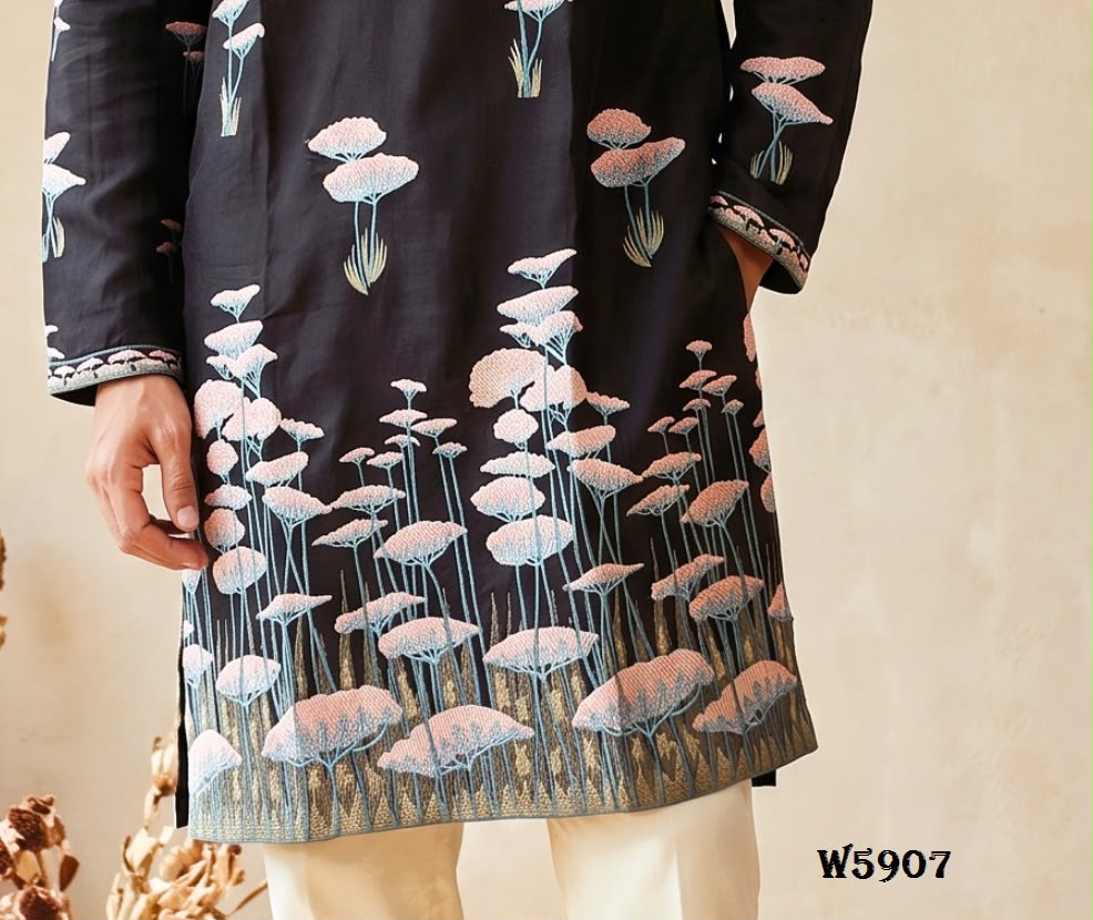 Wedding 59 Silk Embroidery with Full Cotton Inner Kurta With Pant Collection — Men's Wear, Vardan Ethnic wholesale from Surat — Photo 16