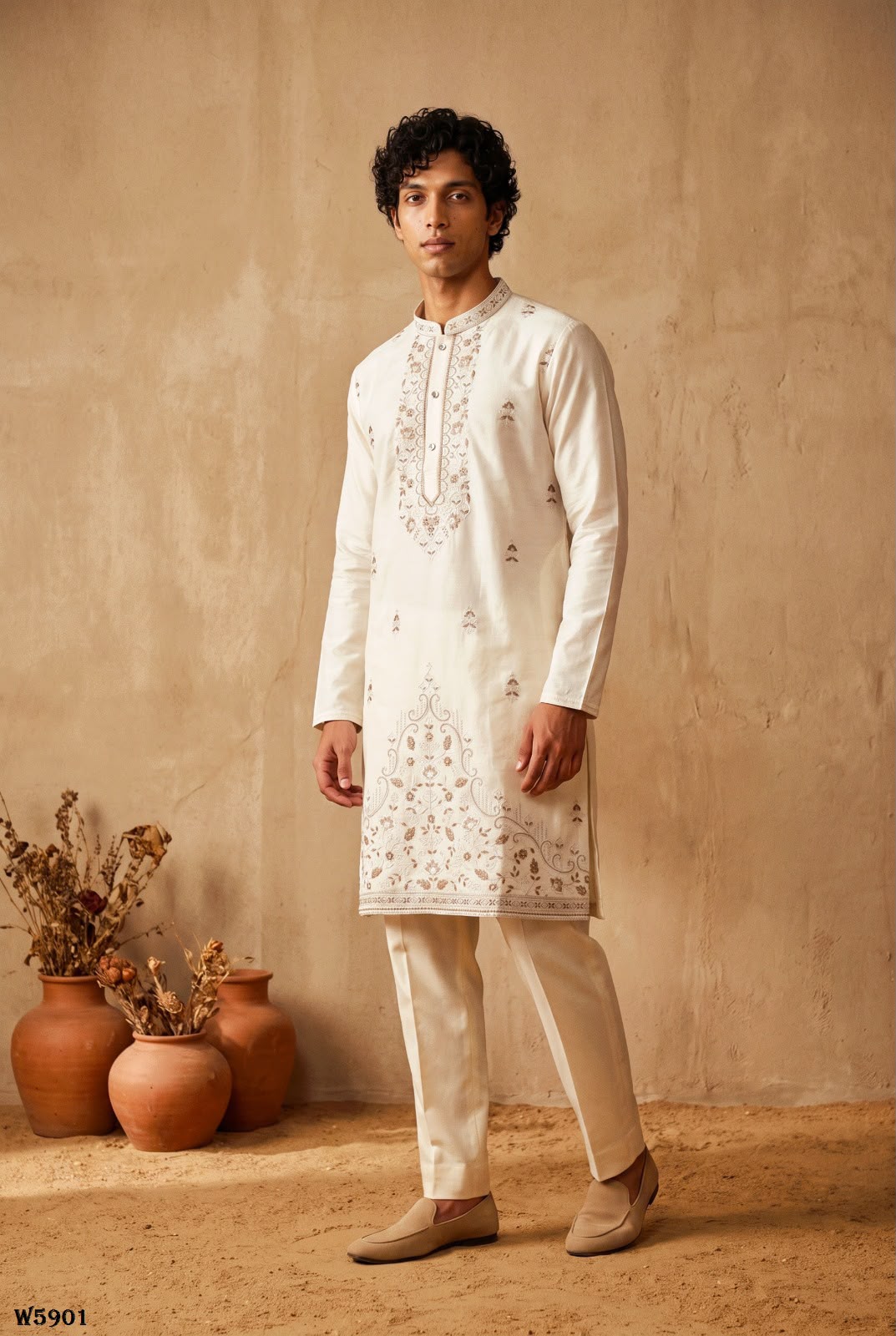 Wedding 59 Silk Embroidery with Full Cotton Inner Kurta With Pant Collection — Men's Wear, Vardan Ethnic wholesale from Surat — Photo 27