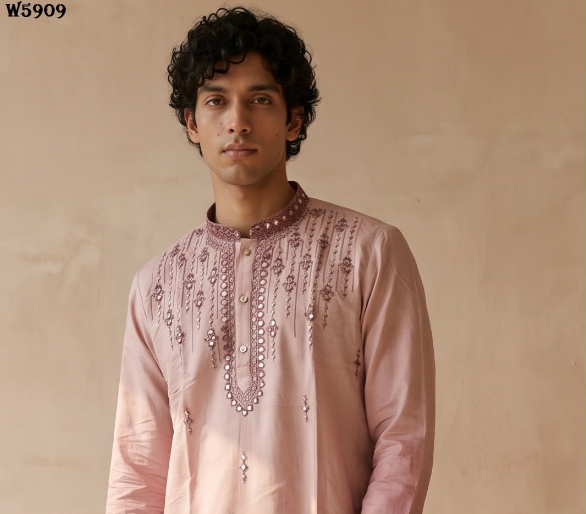 Wedding 59 Silk Embroidery with Full Cotton Inner Kurta With Pant Collection — Men's Wear, Vardan Ethnic wholesale from Surat — Photo 9