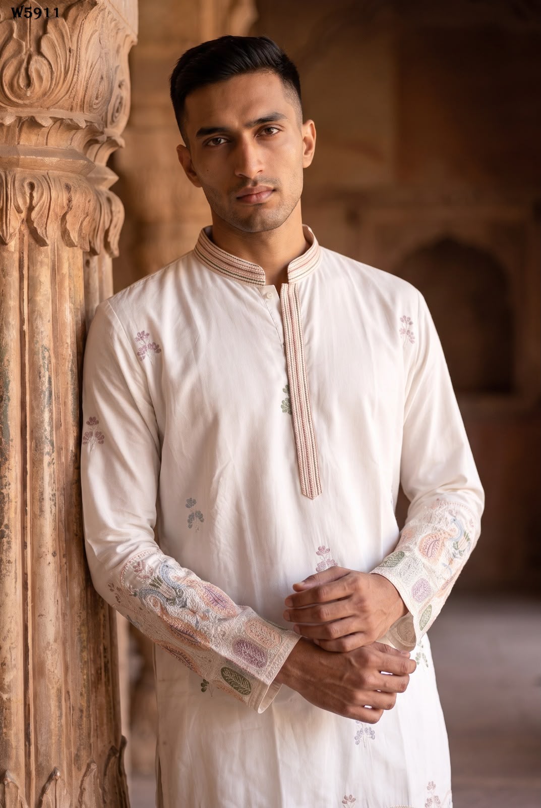 Wedding 59 Silk Embroidery with Full Cotton Inner Kurta With Pant Collection — Men's Wear, Vardan Ethnic wholesale from Surat — Photo 4