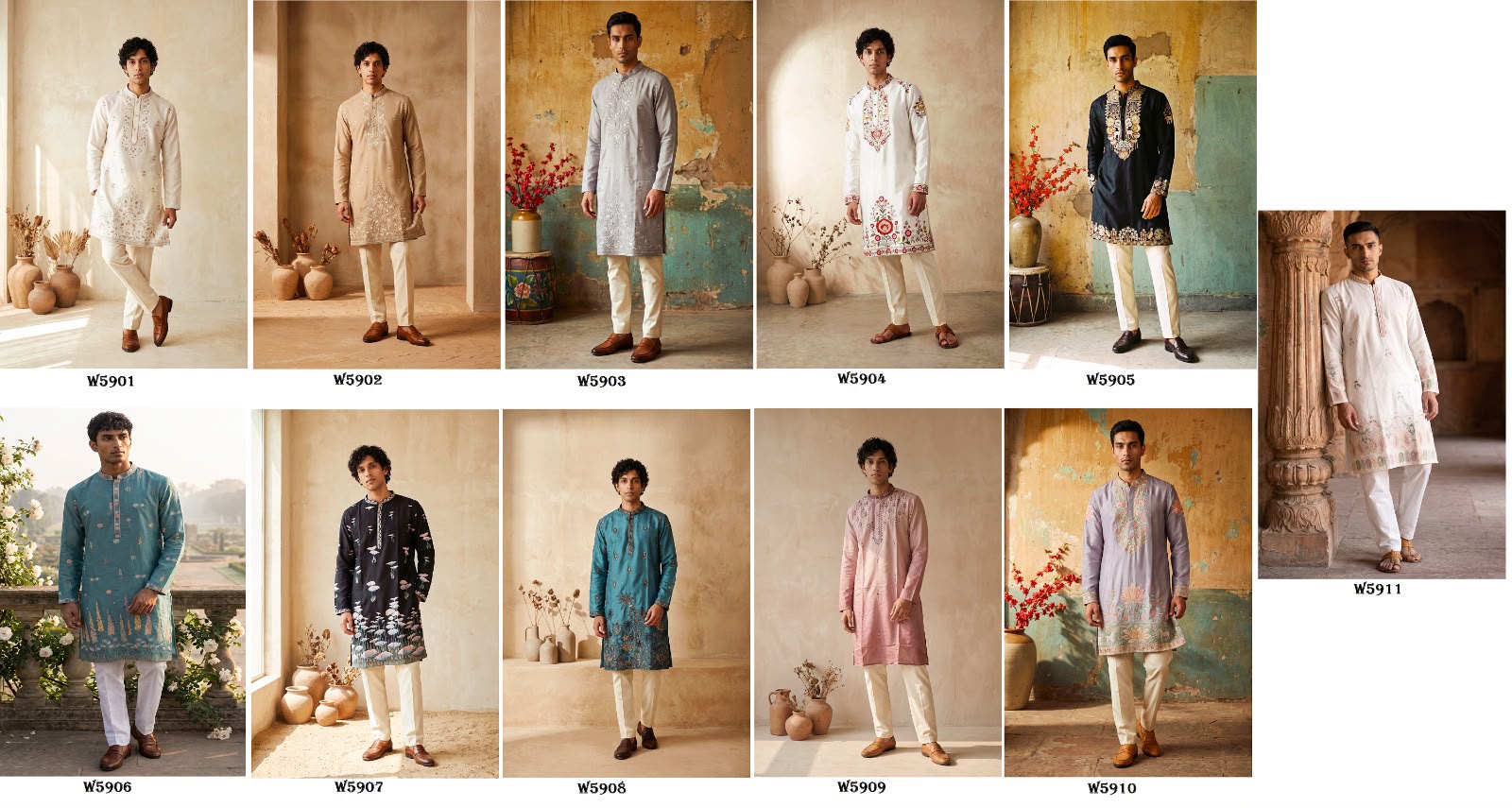 Wedding 59 Silk Embroidery with Full Cotton Inner Kurta With Pant Collection — Men's Wear, Vardan Ethnic wholesale from Surat — Photo 28