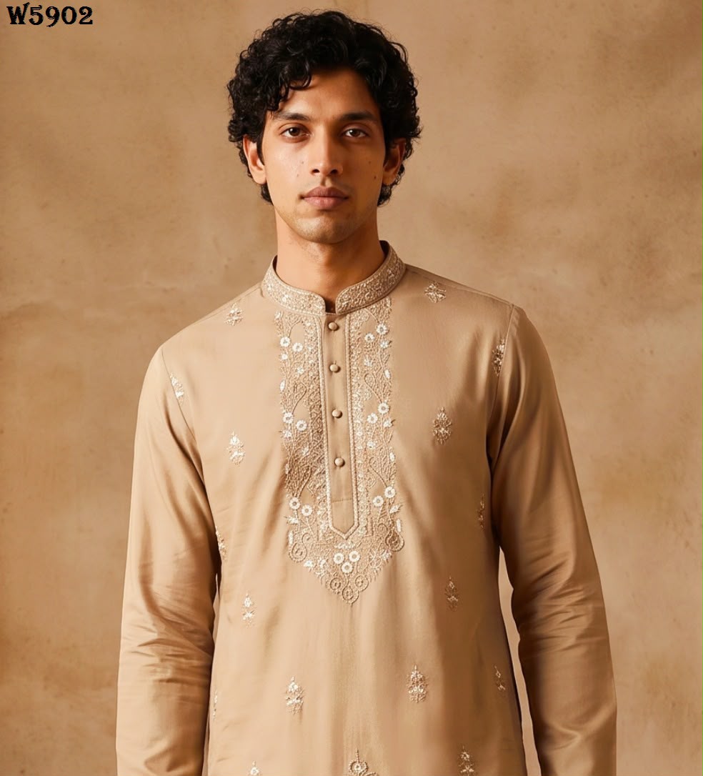 Wedding 59 Silk Embroidery with Full Cotton Inner Kurta With Pant Collection — Men's Wear, Vardan Ethnic wholesale from Surat — Photo 24