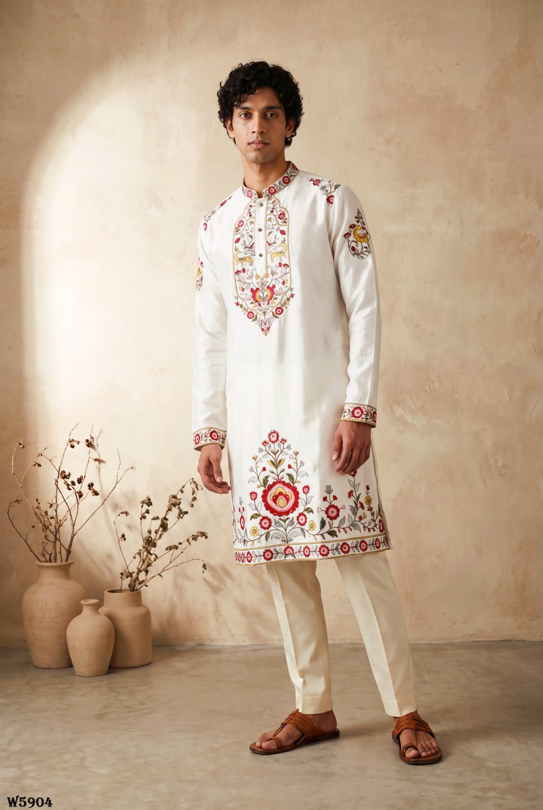 Wedding 59 Silk Embroidery with Full Cotton Inner Kurta With Pant Collection — Men's Wear, Vardan Ethnic wholesale from Surat — Photo 20