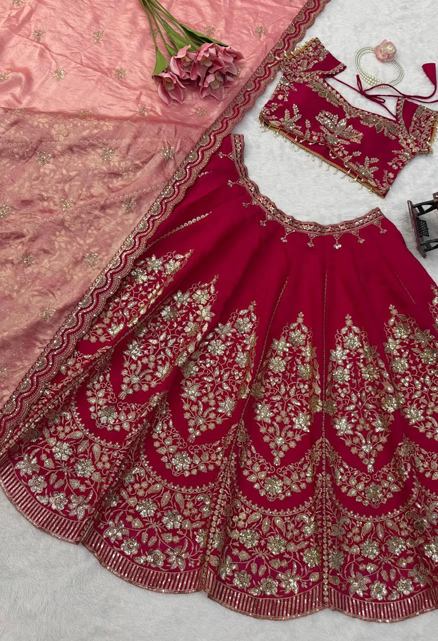QRC-408 Designer Lehenga Mul Chanderi Thread Sequin Cutwork — Wholesale Lehenga, Vardan Ethnic wholesale from Surat — Photo 4