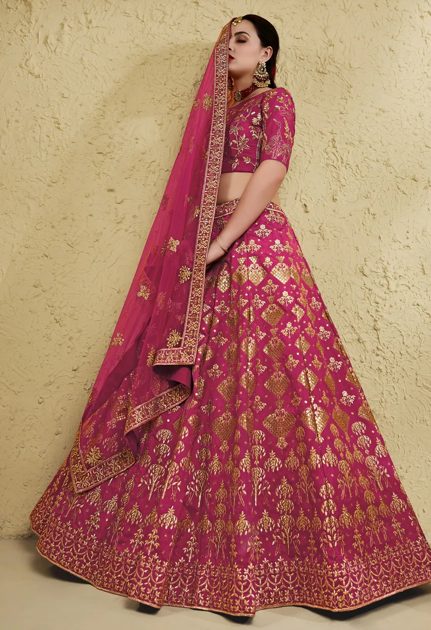 Rani Pink Regal Embroidered Lehenga Choli  Zeel 7055-Pink — Singles, Zeel wholesale from Surat — view 2