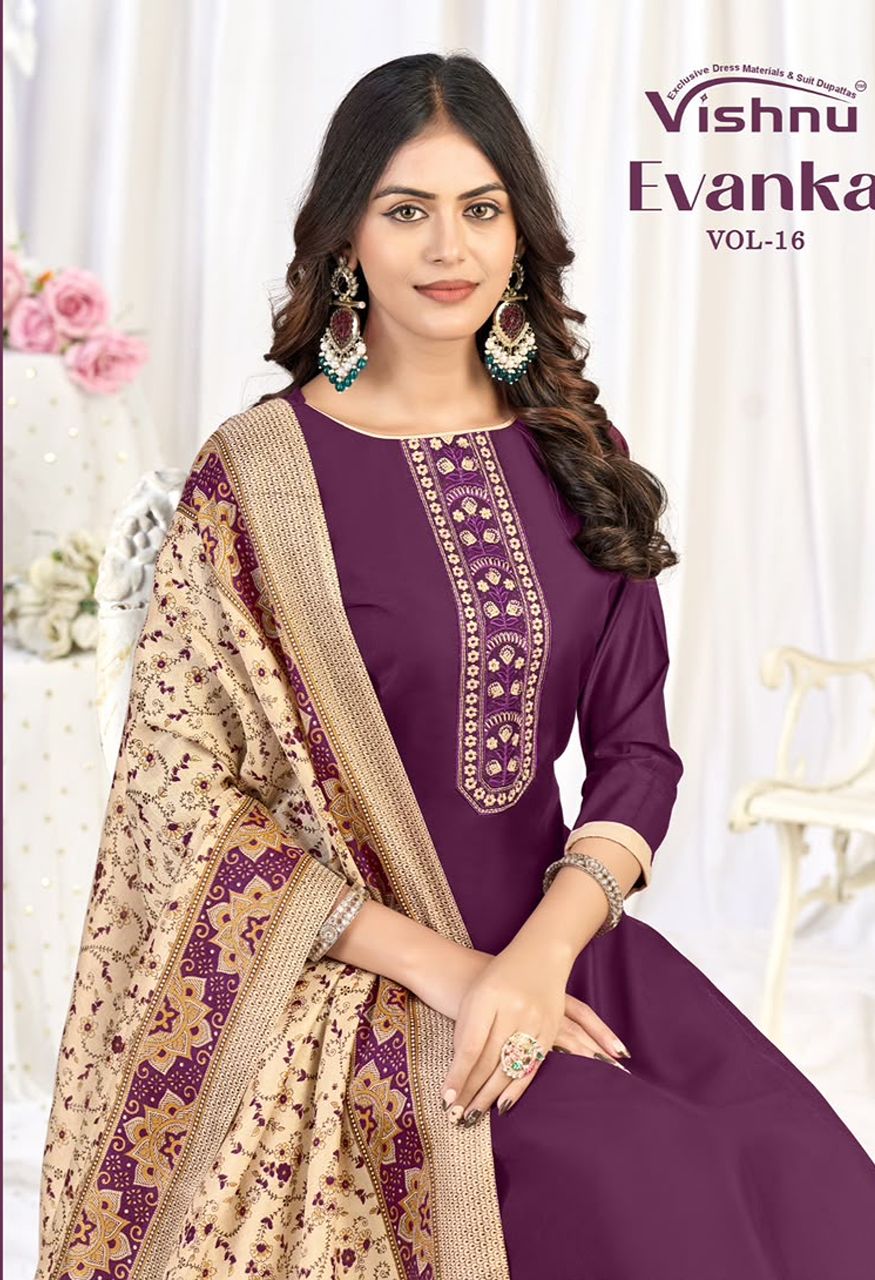 Vishnu Evanka Vol-16 Premium 3-Piece Unstitched Suit Material — Wholesale Dress Material, Vardan Ethnic wholesale from Surat — Photo 11