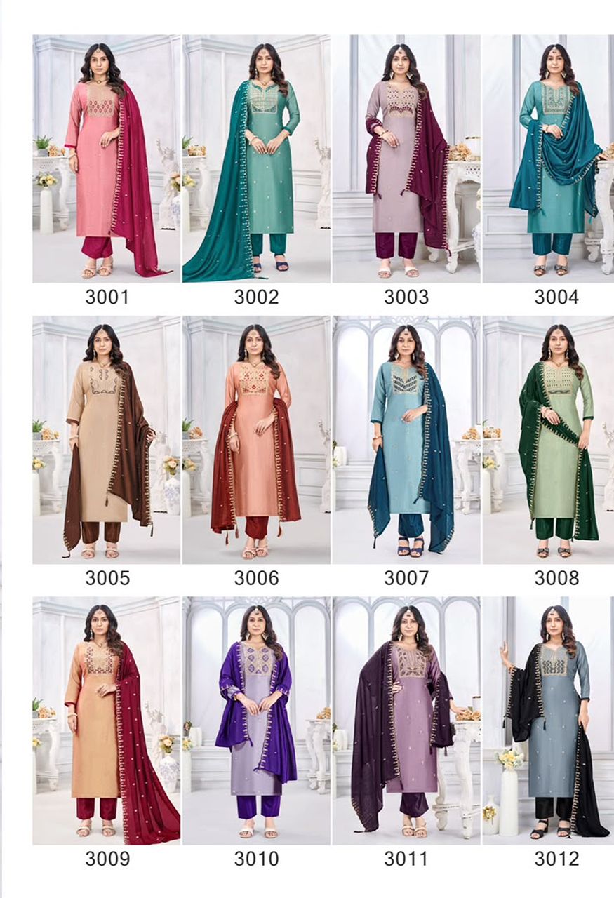Vishnu Impex Jamaina Premium 3-Piece Unstitched Suit Material — Wholesale Dress Material, Vardan Ethnic wholesale from Surat — Photo 11