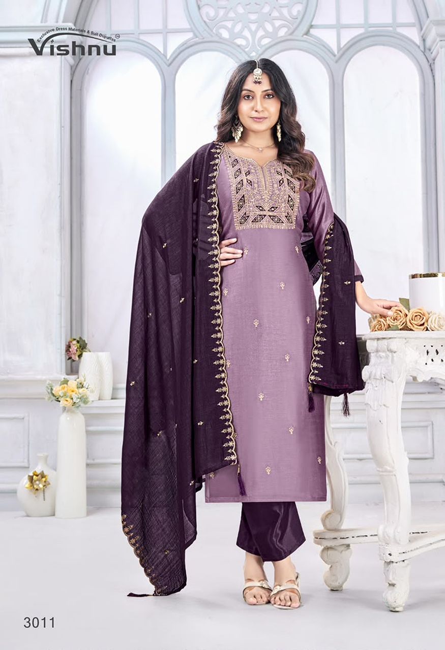 Vishnu Impex Jamaina Premium 3-Piece Unstitched Suit Material — Wholesale Dress Material, Vardan Ethnic wholesale from Surat — Photo 2