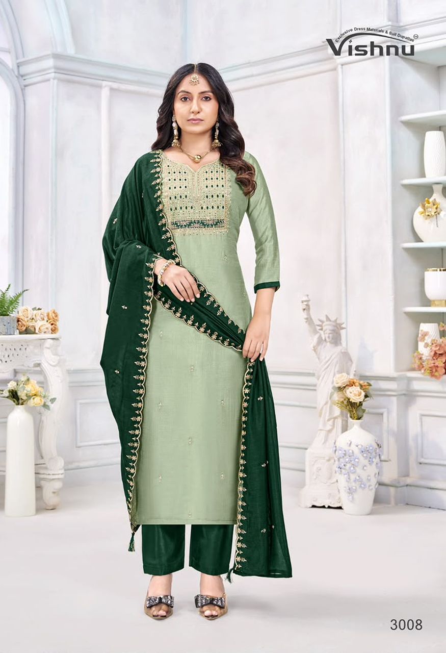 Vishnu Impex Jamaina Premium 3-Piece Unstitched Suit Material — Wholesale Dress Material, Vardan Ethnic wholesale from Surat — Photo 5