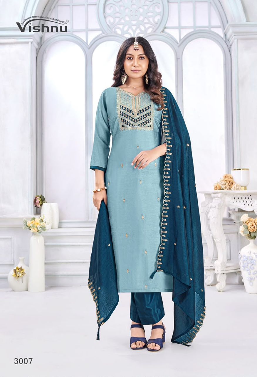 Vishnu Impex Jamaina Premium 3-Piece Unstitched Suit Material — Wholesale Dress Material, Vardan Ethnic wholesale from Surat — Photo 6