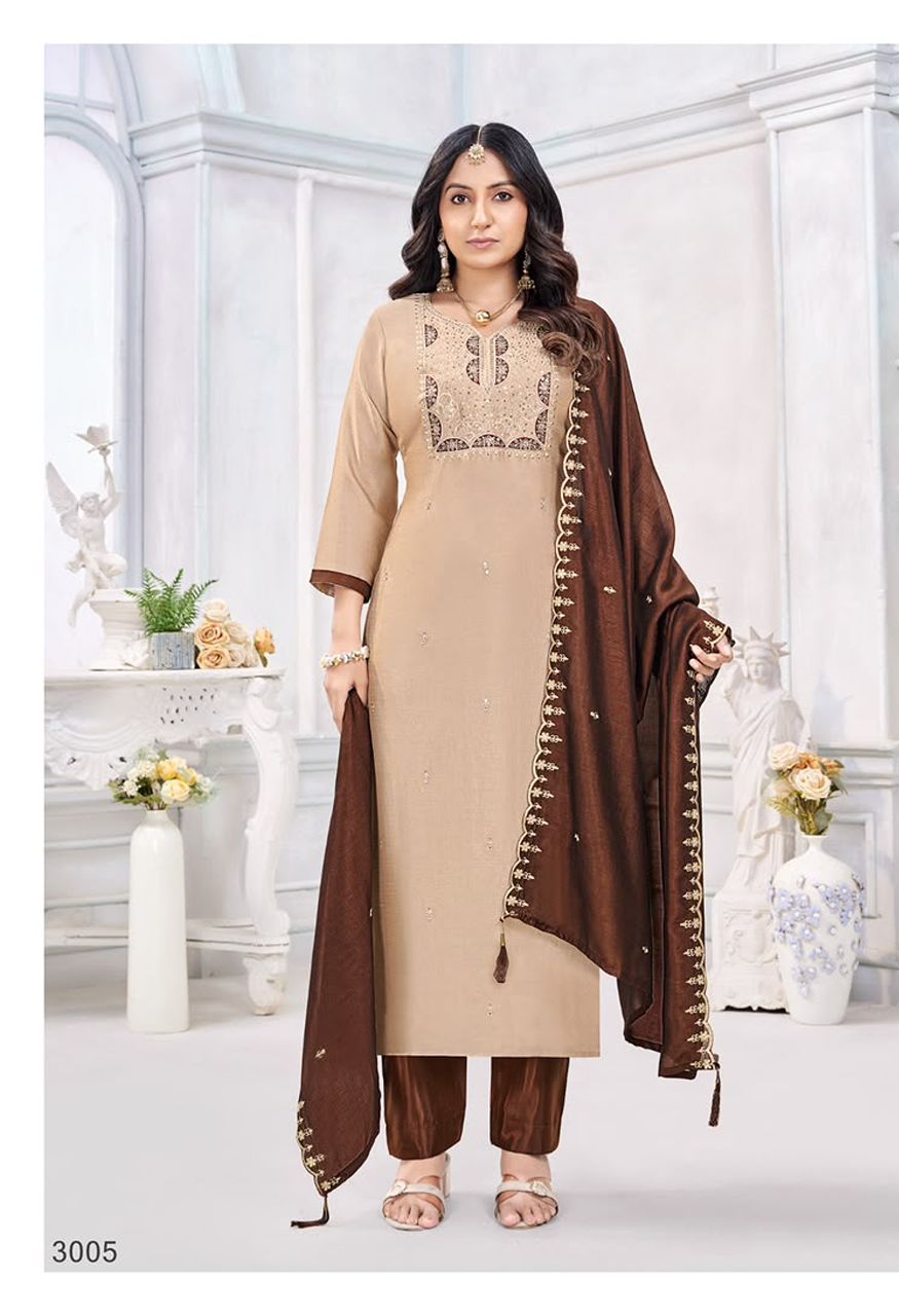 Vishnu Impex Jamaina Premium 3-Piece Unstitched Suit Material — Wholesale Dress Material, Vardan Ethnic wholesale from Surat — Photo 7