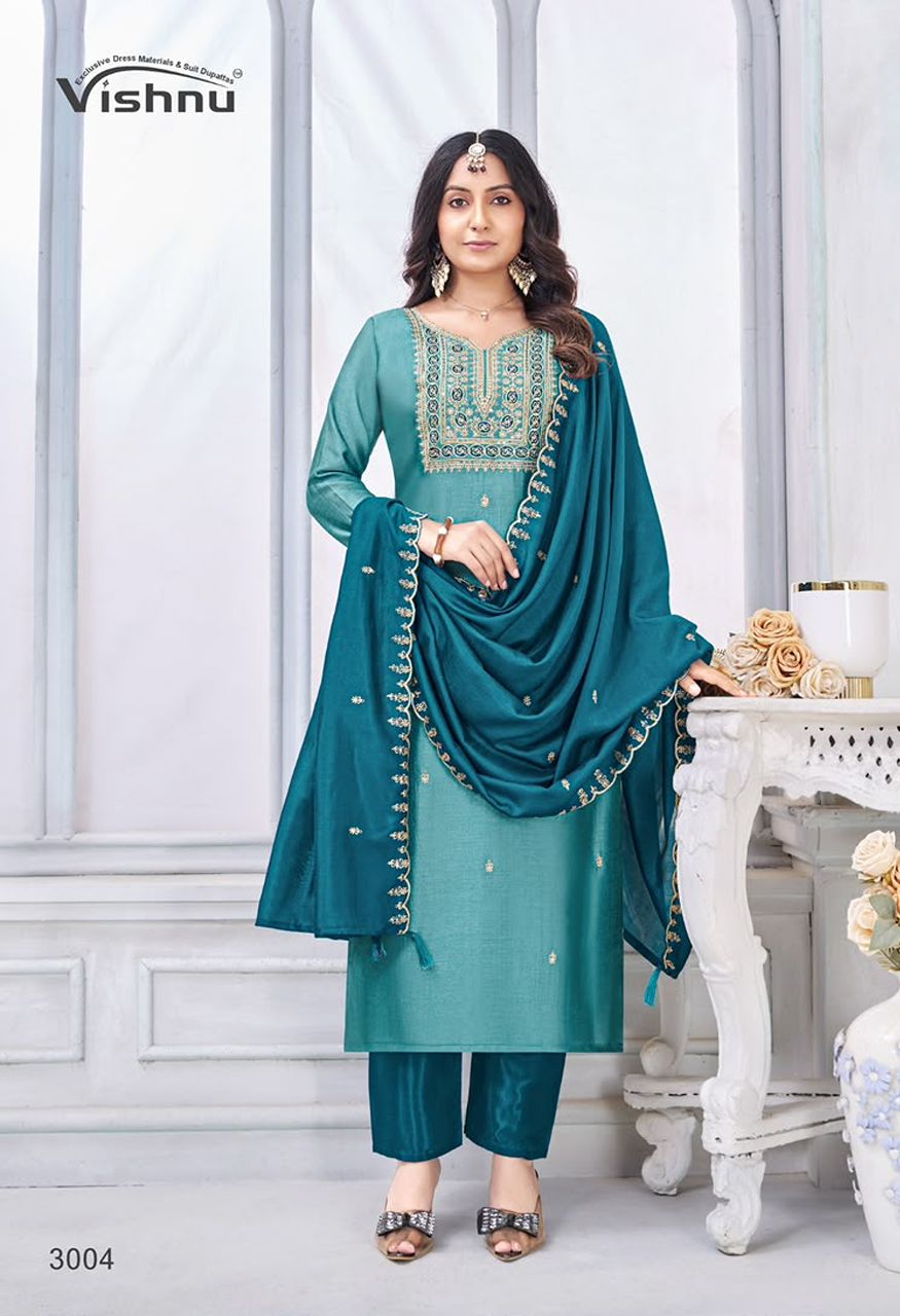 Vishnu Impex Jamaina Premium 3-Piece Unstitched Suit Material — Wholesale Dress Material, Vardan Ethnic wholesale from Surat — Photo 8