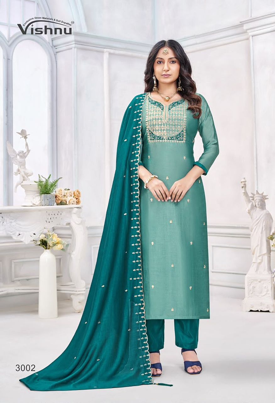 Vishnu Impex Jamaina Premium 3-Piece Unstitched Suit Material