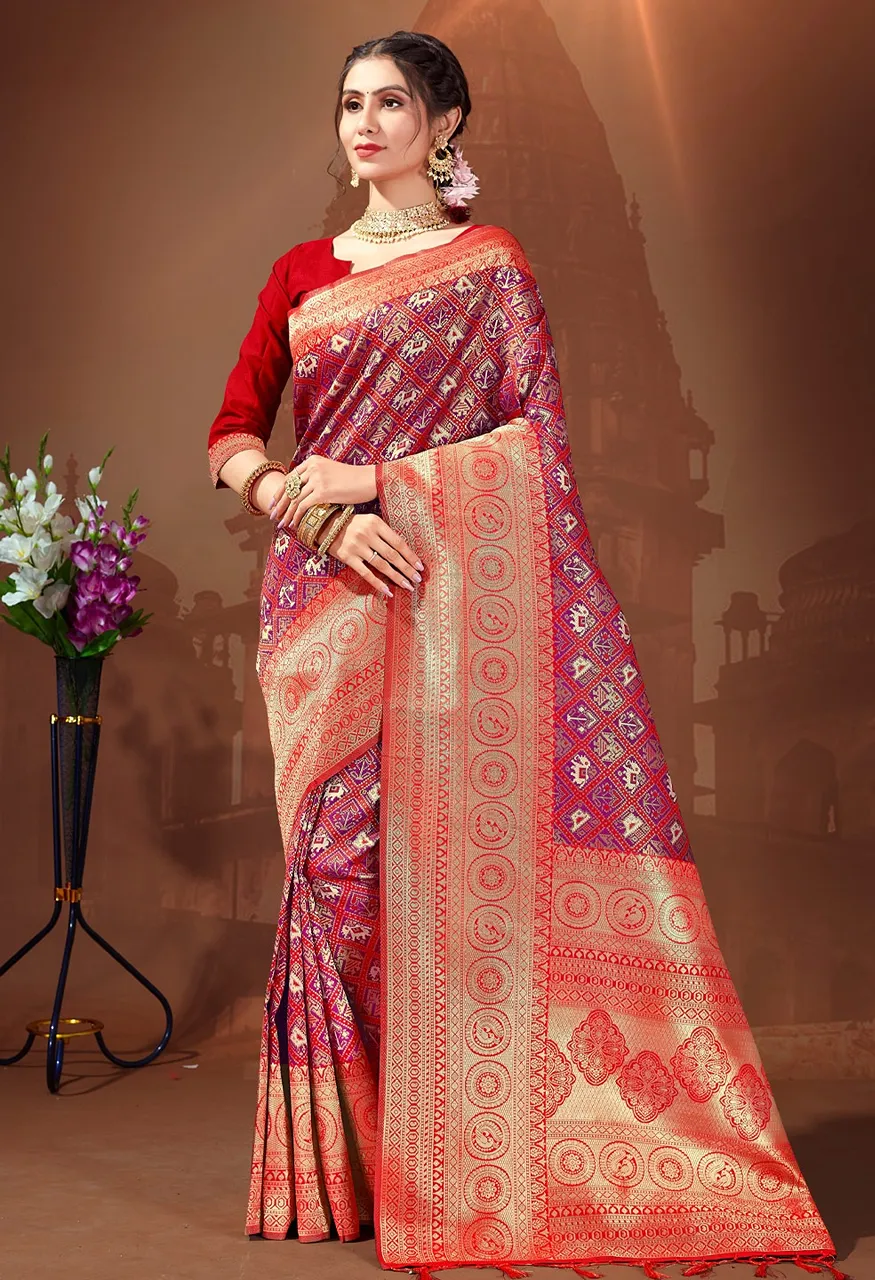 Bunawat Ruchi Patola Silk Saree with Patola Silk Blouse — Wholesale, Bunawat wholesale from Surat — view 8