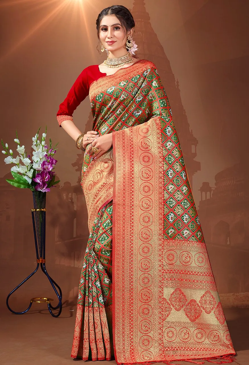 Bunawat Ruchi Patola Silk Saree with Patola Silk Blouse — Wholesale, Bunawat wholesale from Surat — view 11