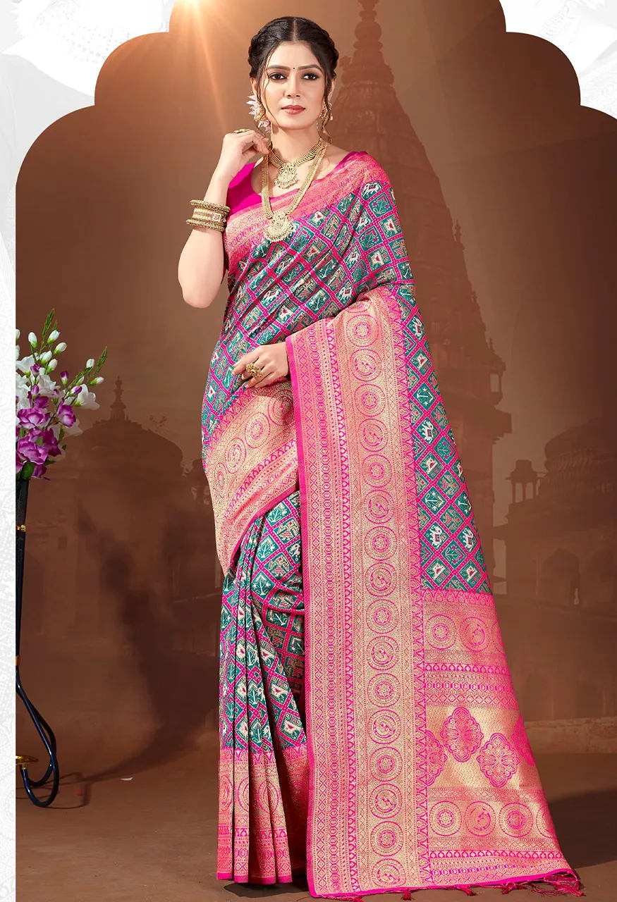 Bunawat Ruchi Patola Silk Saree with Patola Silk Blouse — Wholesale, Bunawat wholesale from Surat — view 12
