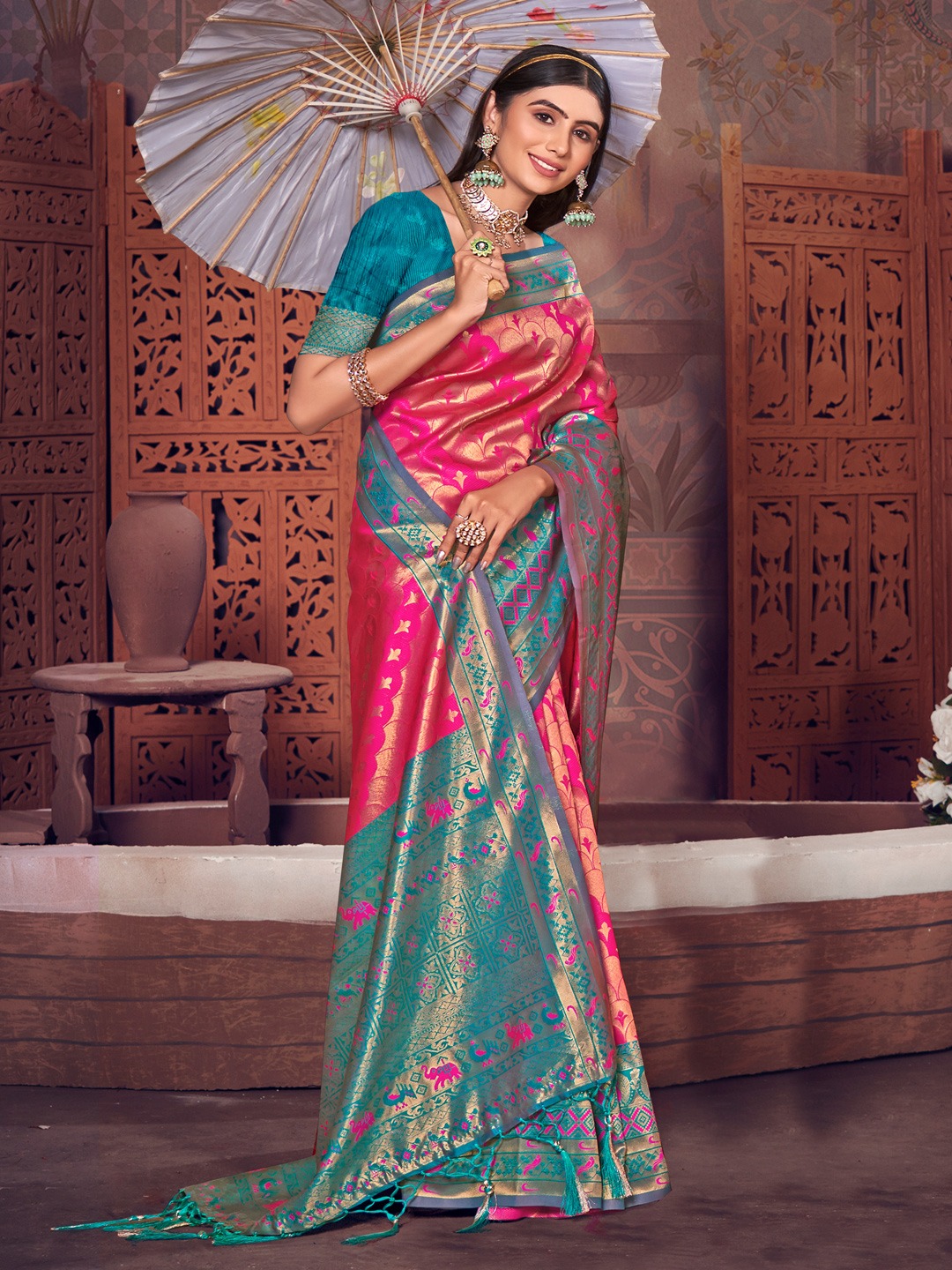 Bunawat Rajshree Patola Silk Saree with Patola Silk Blouse