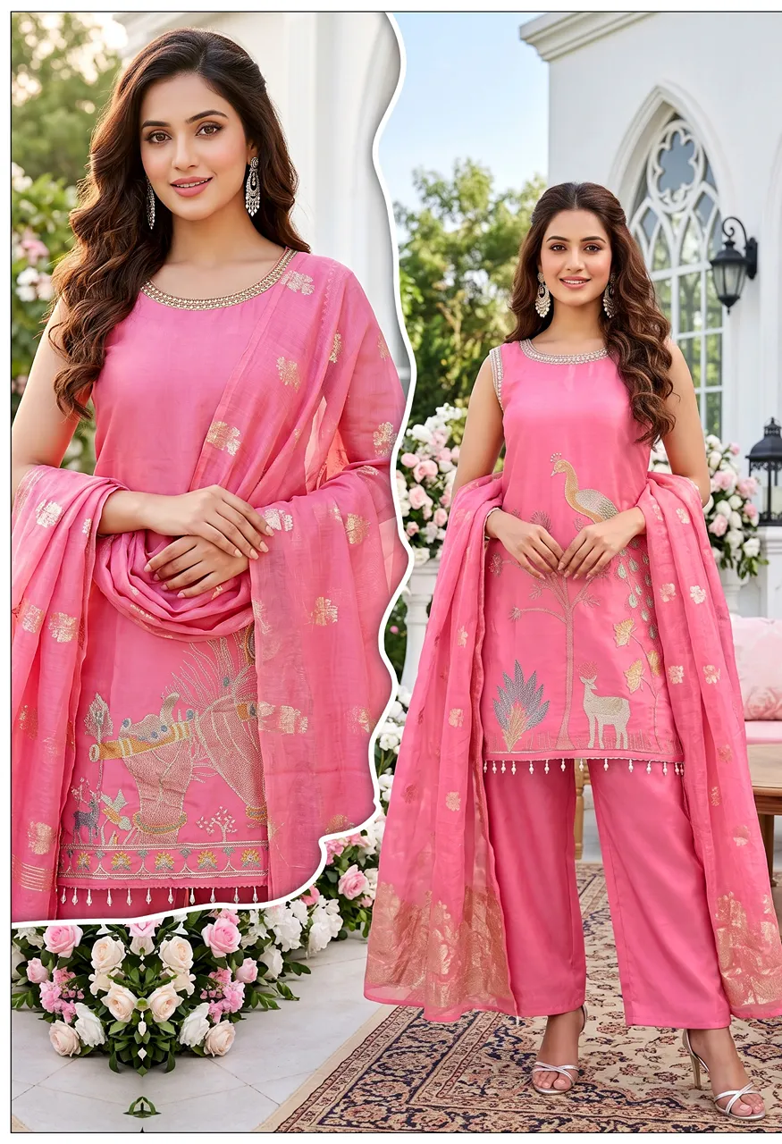 Glass Roman 3 Pcs More+ Basuri Design Cut Sleeves Combo — Wholesale Kurtis, Vardan Ethnic wholesale from Surat — Photo 3