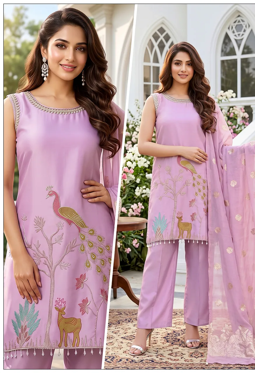 Glass Roman 3 Pcs More+ Basuri Design Cut Sleeves Combo — Wholesale Kurtis, Vardan Ethnic wholesale from Surat — Photo 5
