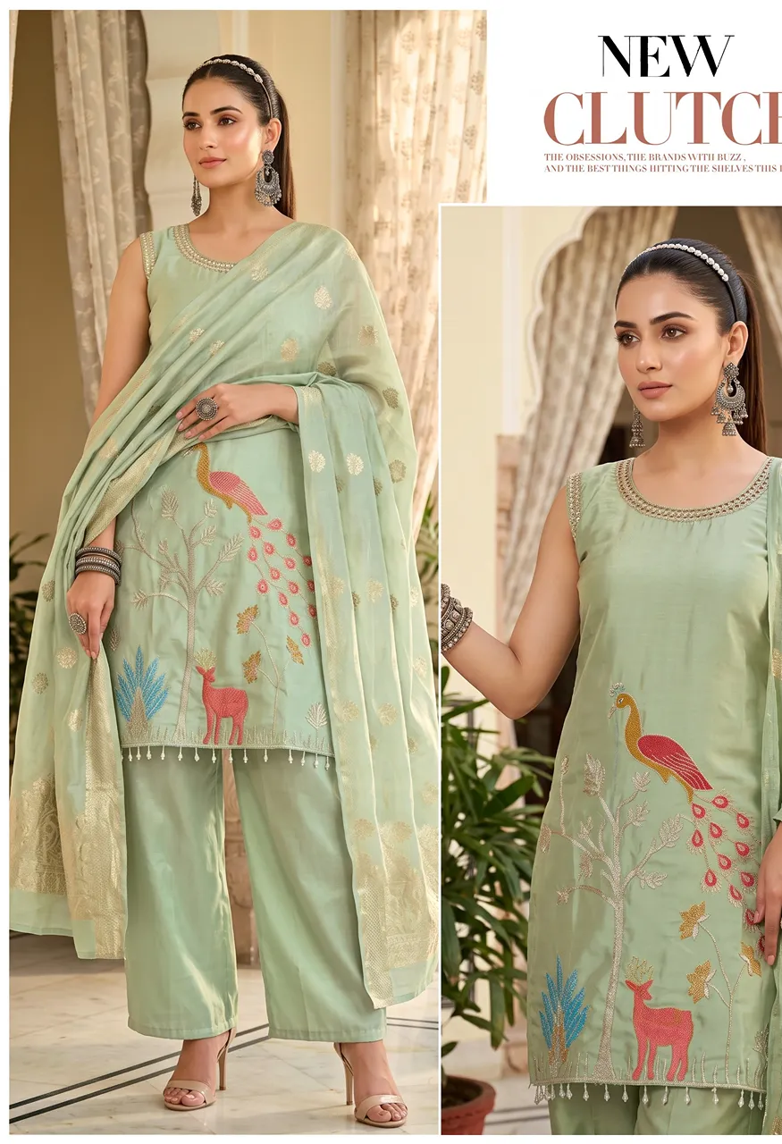 Glass Roman 3 Pcs More+ Basuri Design Cut Sleeves Combo — Wholesale Kurtis, Vardan Ethnic wholesale from Surat — Photo 6
