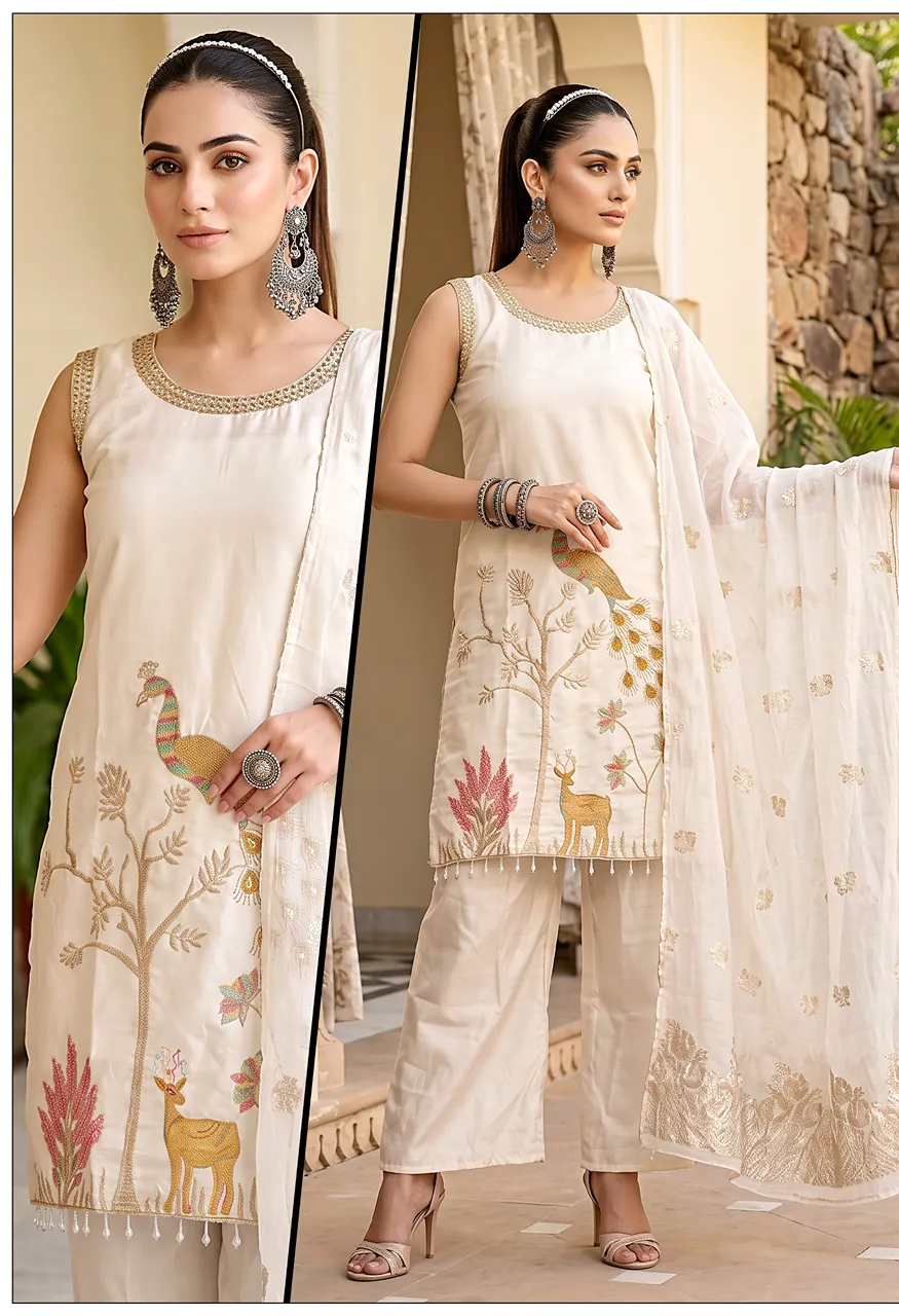 Glass Roman 3 Pcs More+ Basuri Design Cut Sleeves Combo — Wholesale Kurtis, Vardan Ethnic wholesale from Surat — Photo 7