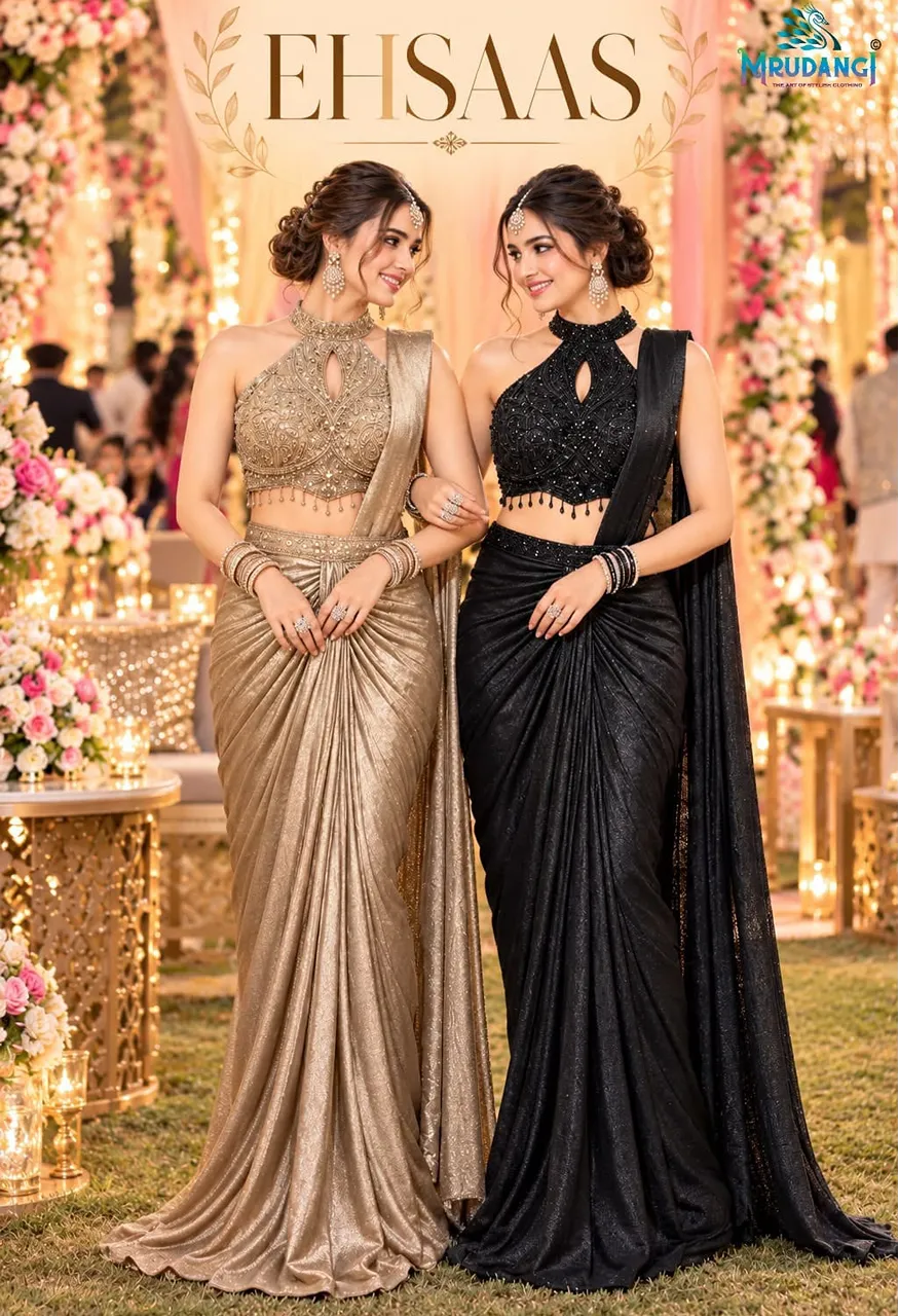 Mrudangi Ehsaas 2 Pcs Ready to Wear Saree Satin Crush