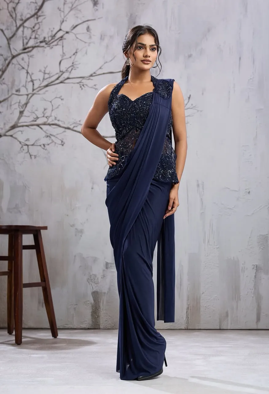 Ready to Wear Saree with Beads Work Blouse — Singles, Vardan Ethnic wholesale from Surat — Photo 2