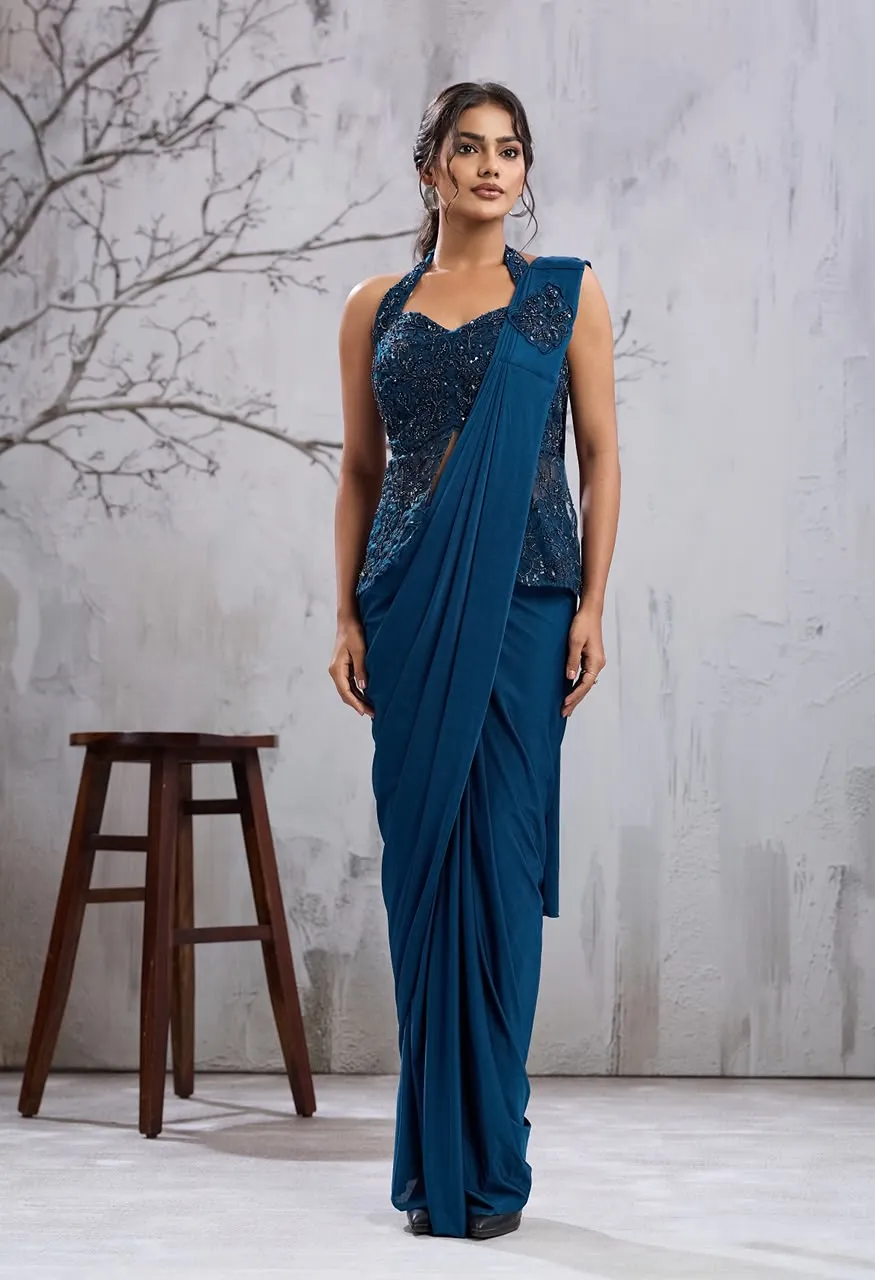 Ready to Wear Saree with Beads Work Blouse — Singles, Vardan Ethnic wholesale from Surat — Photo 4