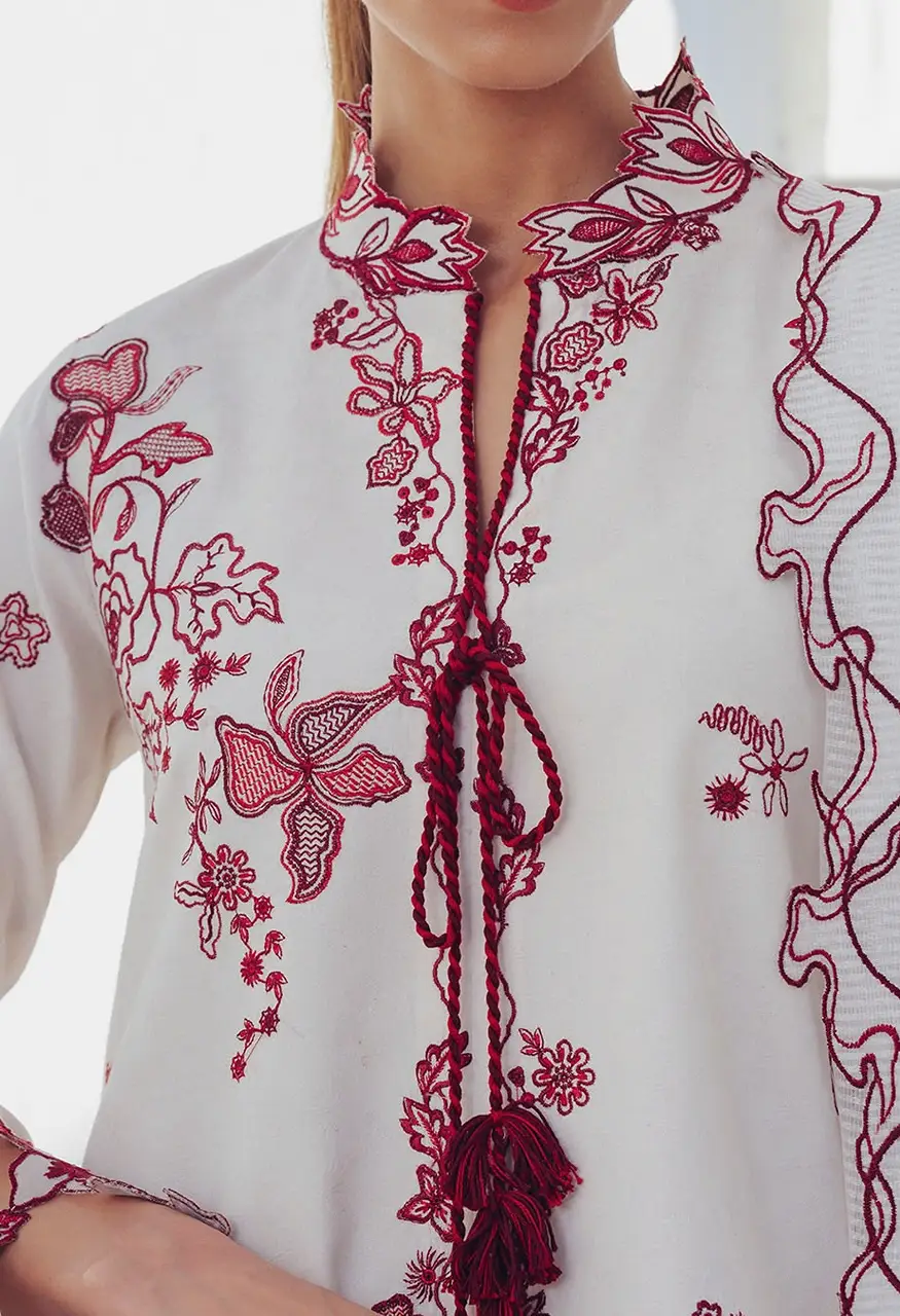 Pakistani Embroidered Kurti Pant With Dupatta Set — Wholesale Kurtis, Vardan Ethnic wholesale from Surat — view 3