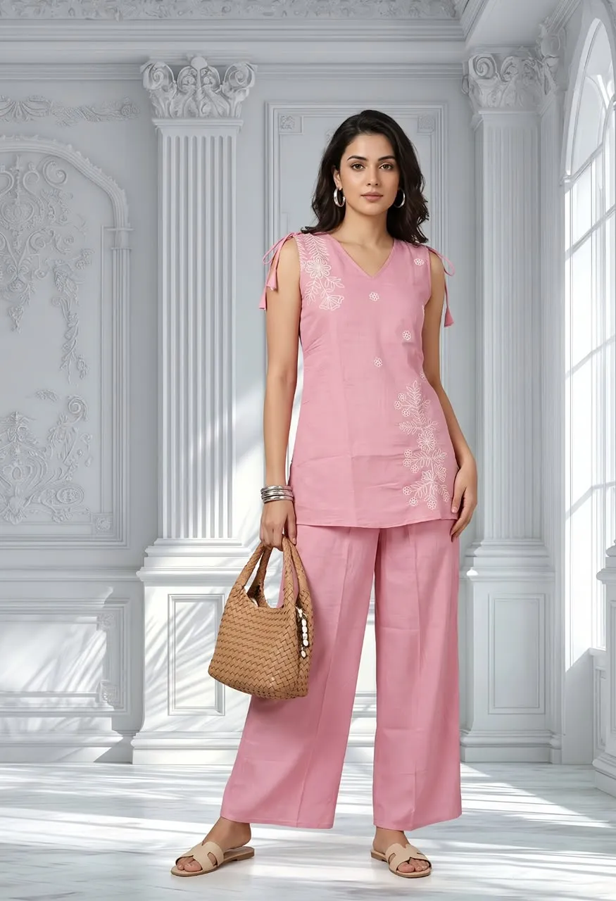 Mul Chanderi Heavy Work Plazo Cordset with Cotton Inner Set — Wholesale Kurtis, Vardan Ethnic wholesale from Surat — Photo 4