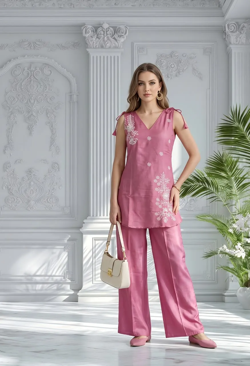 Mul Chanderi Heavy Work Plazo Cordset with Cotton Inner Set — Wholesale Kurtis, Vardan Ethnic wholesale from Surat — Photo 7
