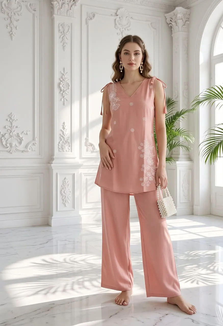 Mul Chanderi Heavy Work Plazo Cordset with Cotton Inner Set — Wholesale Kurtis, Vardan Ethnic wholesale from Surat — Photo 10