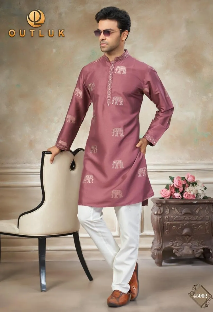 Outluk Wedding Designer Embroidered Kurta Pant Set — Men's Wear, Vardan Ethnic wholesale from Surat — Photo 2