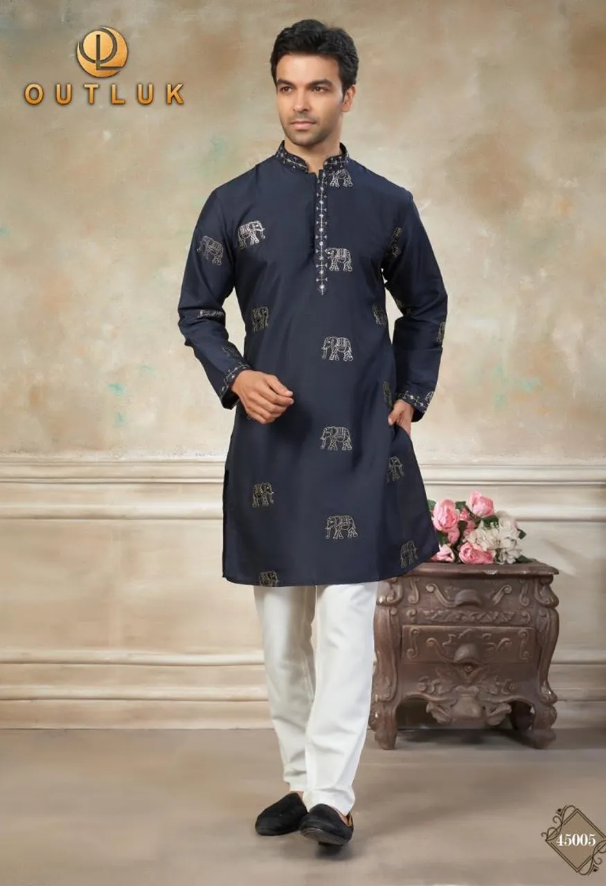Outluk Wedding Designer Embroidered Kurta Pant Set — Men's Wear, Vardan Ethnic wholesale from Surat — Photo 5