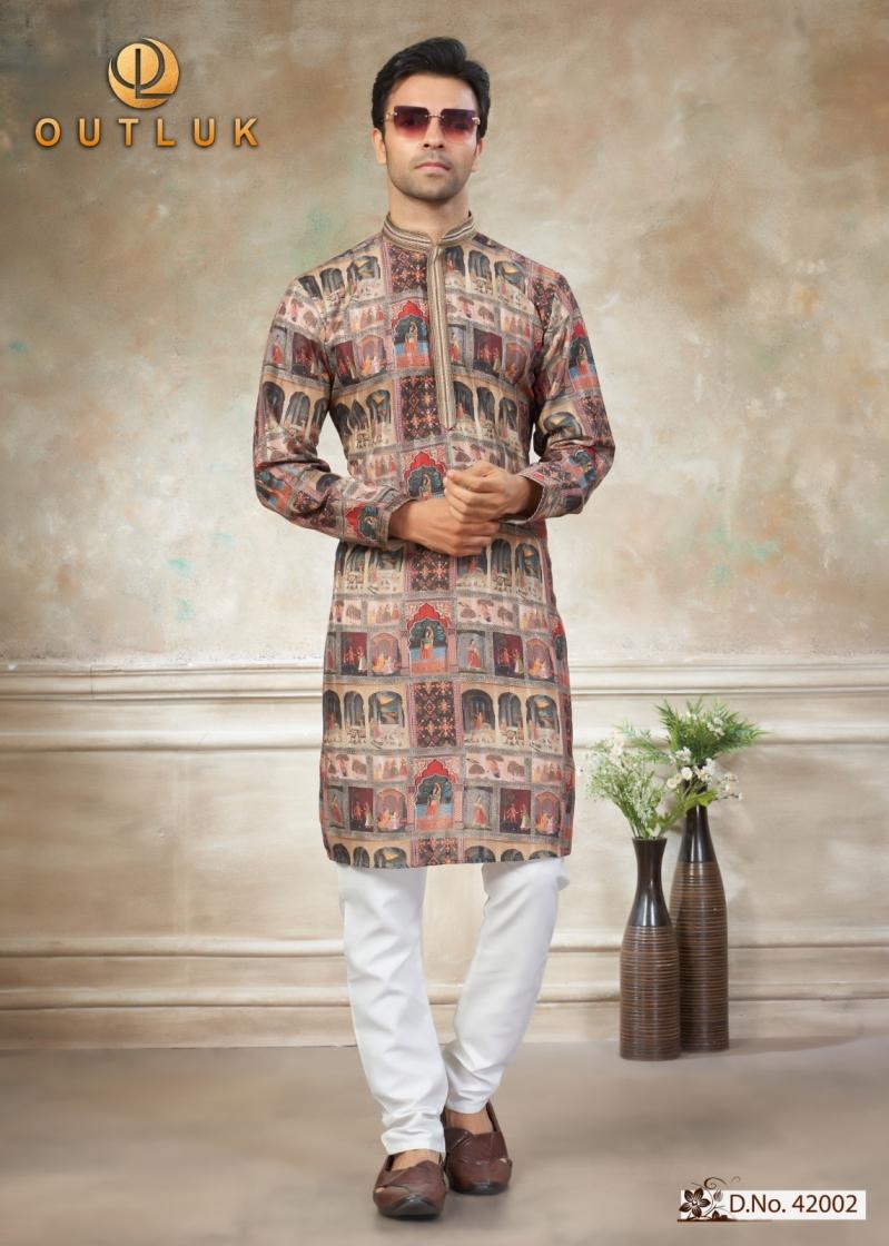 Outluk Wedding 42 Digital Print Designer Kurta Pant Set — Men's Wear, Vardan Ethnic wholesale from Surat — Photo 6