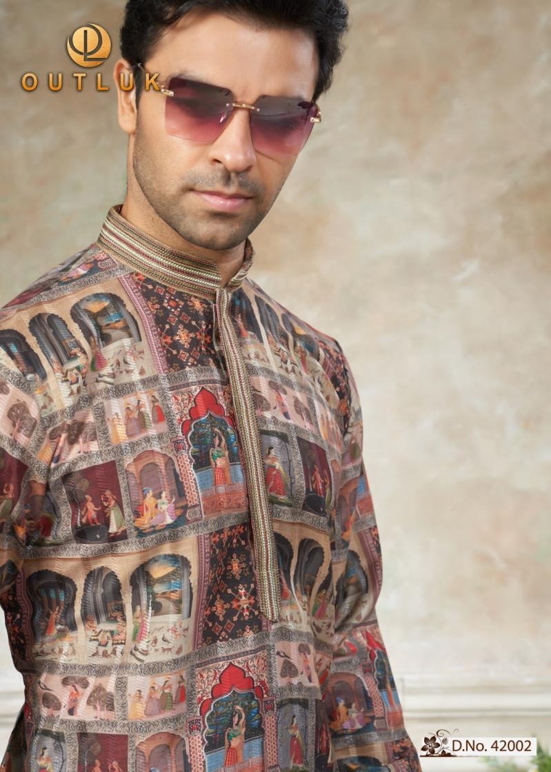 Outluk Wedding 42 Digital Print Designer Kurta Pant Set — Men's Wear, Vardan Ethnic wholesale from Surat — Photo 7