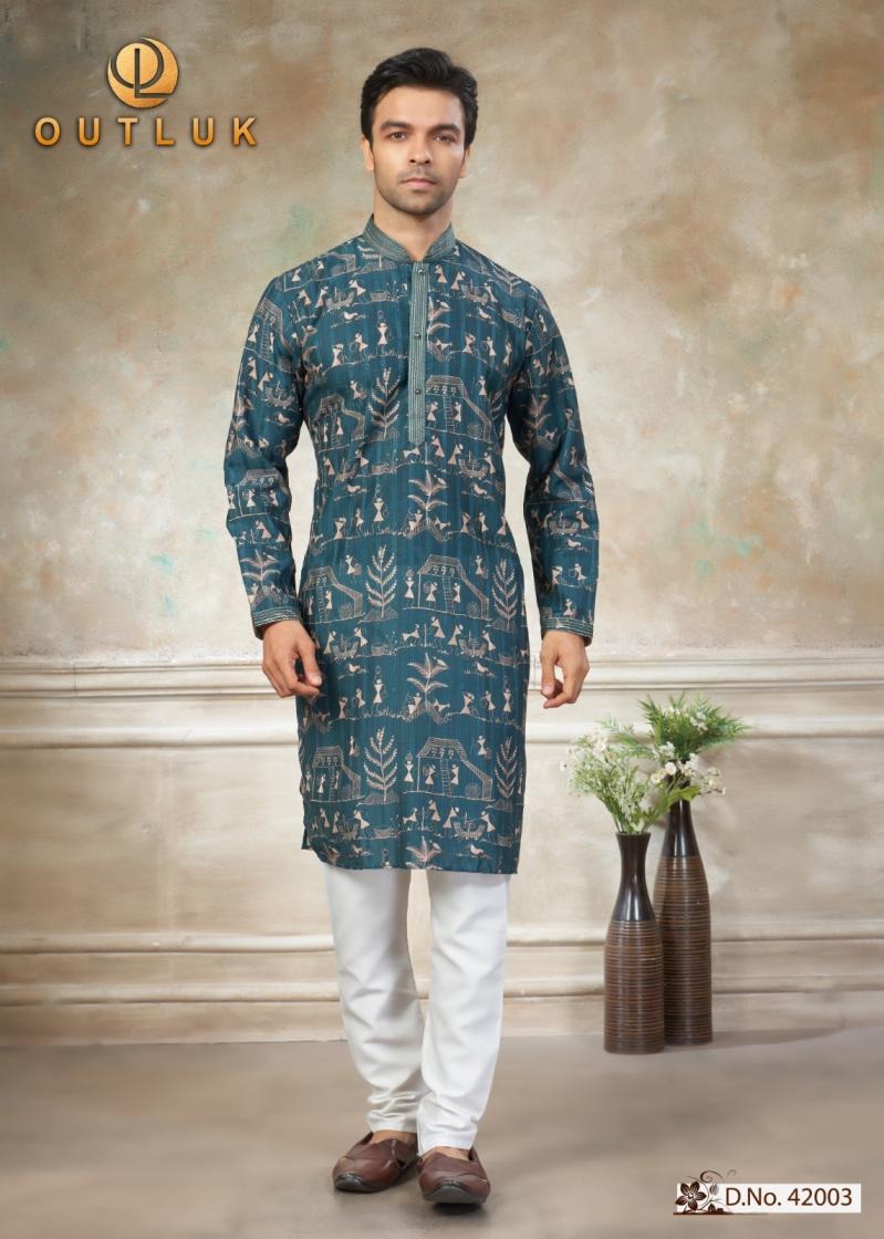 Outluk Wedding 42 Digital Print Designer Kurta Pant Set — Men's Wear, Vardan Ethnic wholesale from Surat — Photo 8