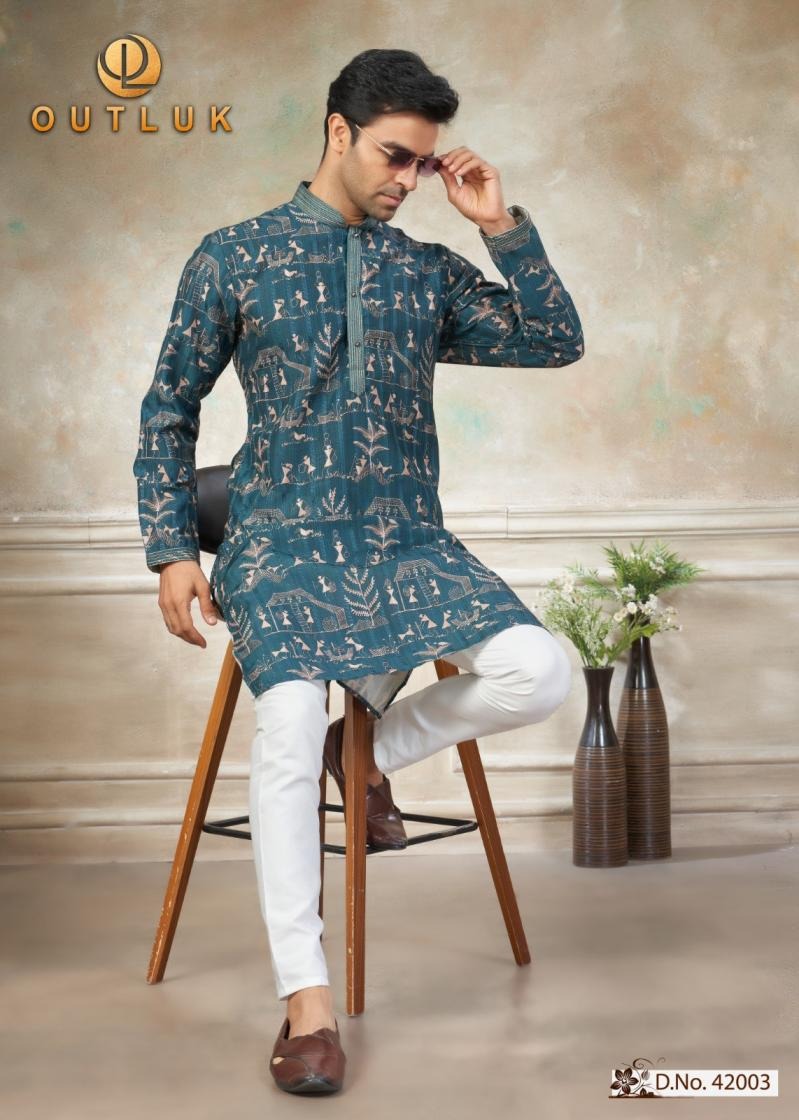 Outluk Wedding 42 Digital Print Designer Kurta Pant Set — Men's Wear, Vardan Ethnic wholesale from Surat — Photo 9