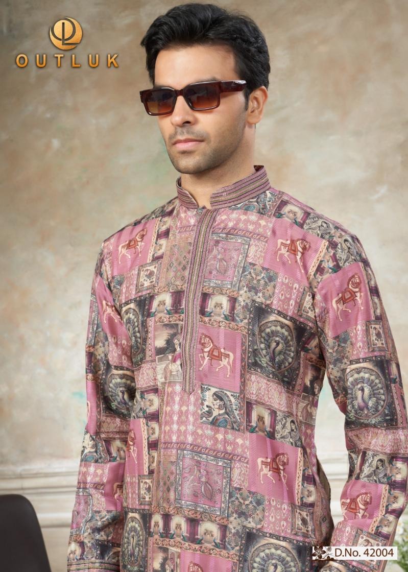 Outluk Wedding 42 Digital Print Designer Kurta Pant Set — Men's Wear, Vardan Ethnic wholesale from Surat — Photo 12